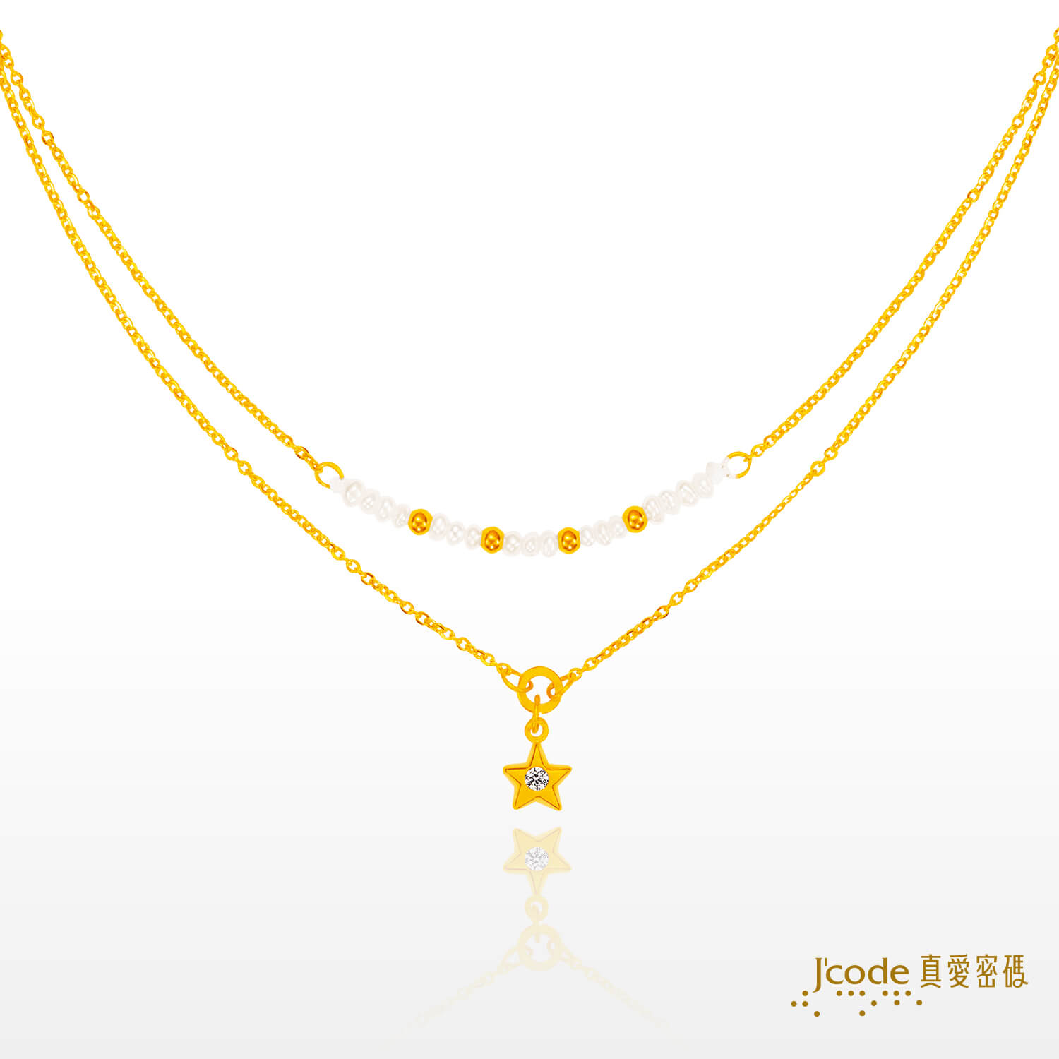 珍星閃耀 - 天然珍珠黃金項鍊